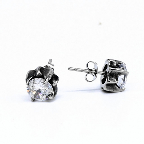 BC Wholesale Big CZ Stud Stainless Steel 316L Earrings NO.#SJ55EWB0235