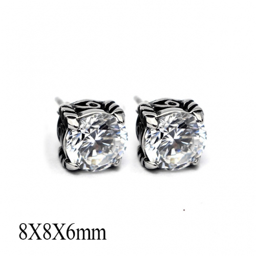 BC Wholesale Big CZ Stud Stainless Steel 316L Earrings NO.#SJ55EWB0064