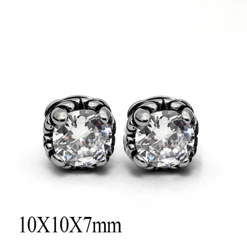 BC Wholesale Big CZ Stud Stainless Steel 316L Earrings NO.#SJ55EWB0242