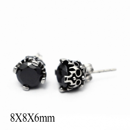 BC Wholesale Big CZ Stud Stainless Steel 316L Earrings NO.#SJ55EBA0053