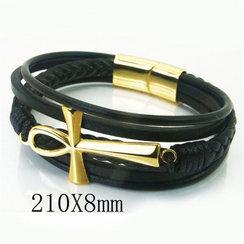 BC Jewelry Wholesale Good Quality Fashion Leather Bracelet NO.#BC23B0051HOS