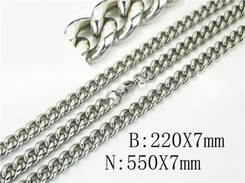 BC Wholesale Jewelry Set Stainless Steel 316L Necklace Bracelet Jewelry Set NO.#BC40S0443OL