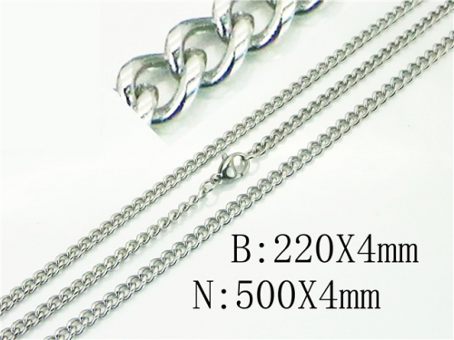 BC Wholesale Jewelry Set Stainless Steel 316L Necklace Bracelet Jewelry Set NO.#BC40S0458KM