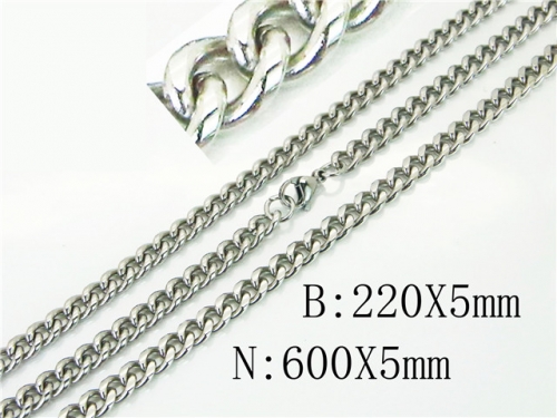 BC Wholesale Jewelry Set Stainless Steel 316L Necklace Bracelet Jewelry Set NO.#BC40S0452MK