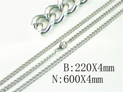 BC Wholesale Jewelry Set Stainless Steel 316L Necklace Bracelet Jewelry Set NO.#BC40S0460LI