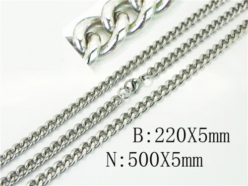 BC Wholesale Jewelry Set Stainless Steel 316L Necklace Bracelet Jewelry Set NO.#BC40S0450LO