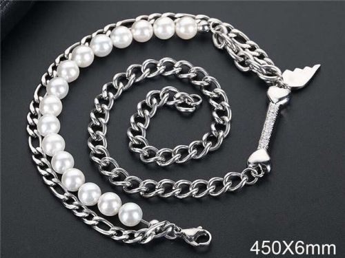 BC Wholesale Pearl Necklace Jewelry Stainless Steel 316L Jewelry Necklace NO.#SJ92N038