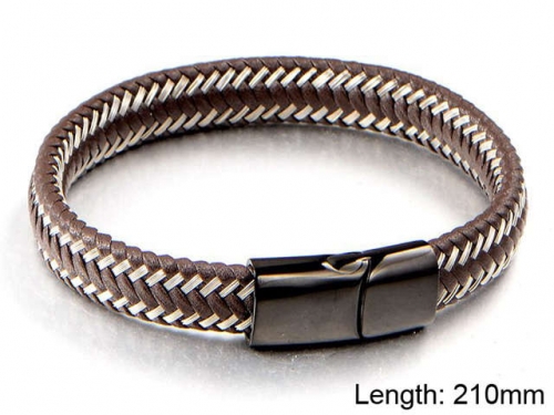 BC Jewelry Wholesale Leather And Stainless Steel Bracelet NO.#SJ9B109