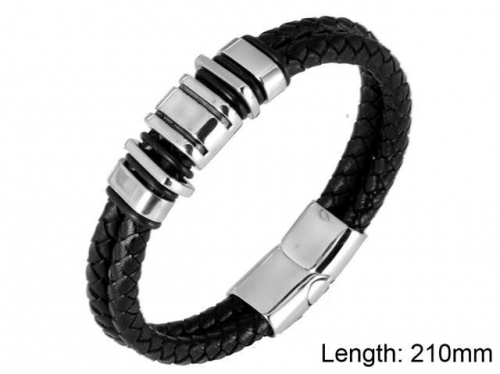 BC Jewelry Wholesale Leather And Stainless Steel Bracelet NO.#SJ9B144