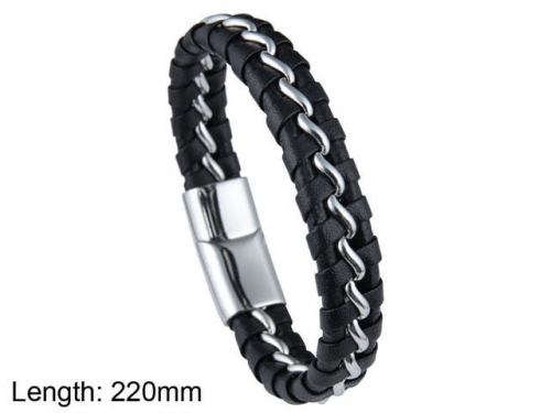 BC Jewelry Wholesale Leather And Stainless Steel Bracelet NO.#SJ101B078