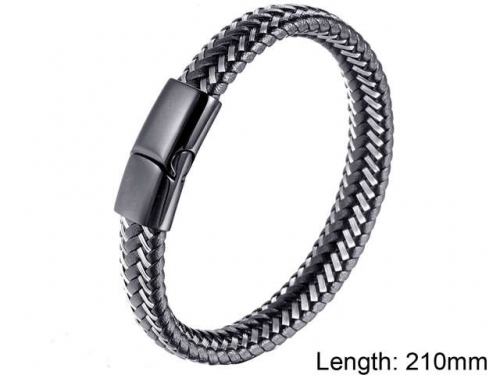 BC Jewelry Wholesale Leather And Stainless Steel Bracelet NO.#SJ9B051