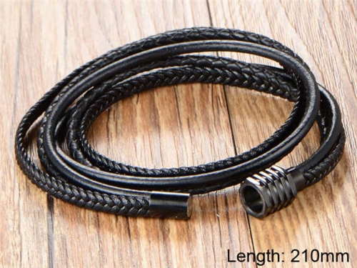 BC Jewelry Wholesale Leather And Stainless Steel Bracelet NO.#SJ9B123