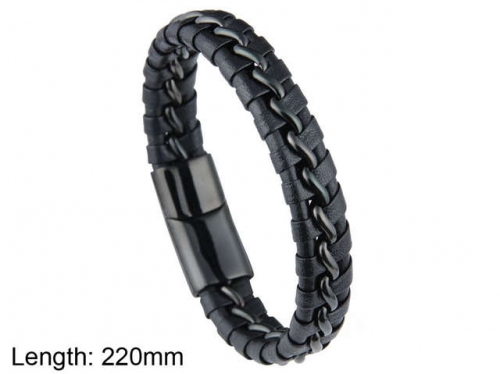 BC Jewelry Wholesale Leather And Stainless Steel Bracelet NO.#SJ101B077
