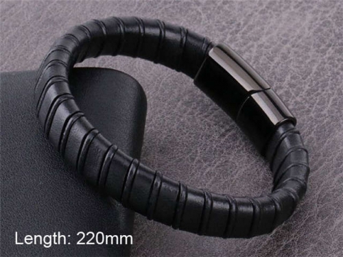 BC Jewelry Wholesale Leather And Stainless Steel Bracelet NO.#SJ101B054