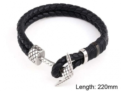BC Jewelry Wholesale Leather And Stainless Steel Bracelet NO.#SJ101B127