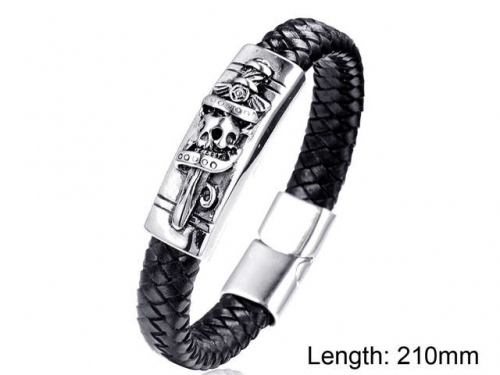 BC Jewelry Wholesale Leather And Stainless Steel Bracelet NO.#SJ9B100