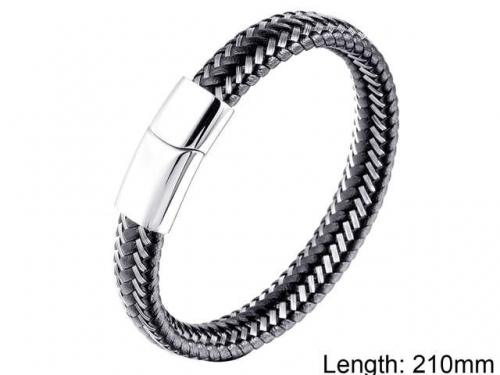 BC Jewelry Wholesale Leather And Stainless Steel Bracelet NO.#SJ9B050