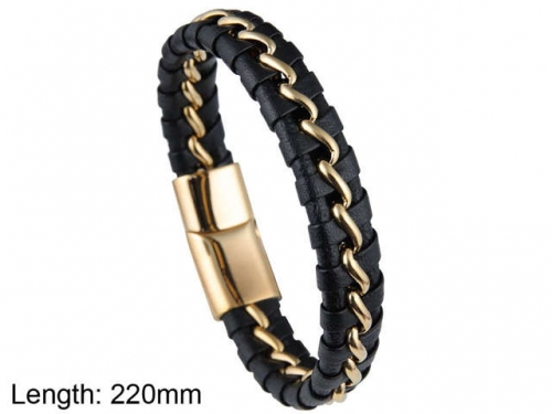 BC Jewelry Wholesale Leather And Stainless Steel Bracelet NO.#SJ101B076
