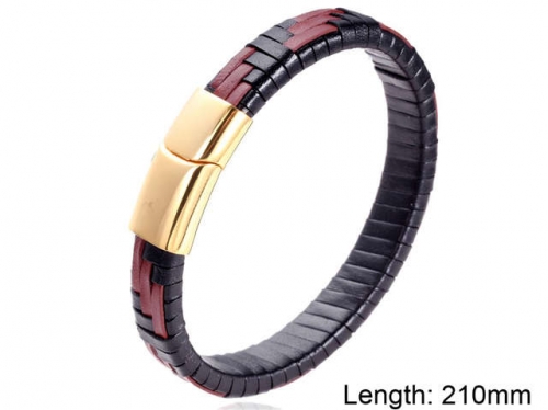 BC Jewelry Wholesale Leather And Stainless Steel Bracelet NO.#SJ9B095