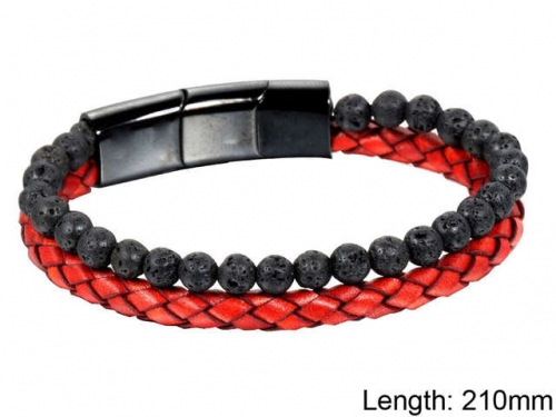 BC Jewelry Wholesale Leather And Stainless Steel Bracelet NO.#SJ9B029