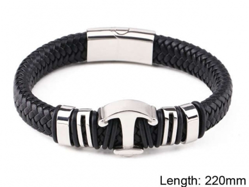 BC Jewelry Wholesale Leather And Stainless Steel Bracelet NO.#SJ101B131