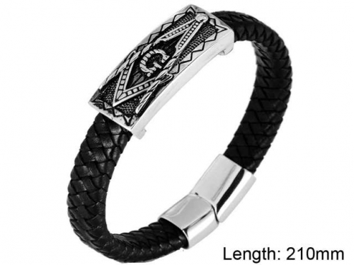 BC Jewelry Wholesale Leather And Stainless Steel Bracelet NO.#SJ9B147