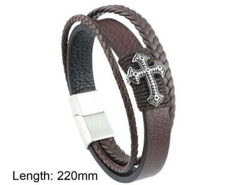 BC Jewelry Wholesale Leather And Stainless Steel Bracelet NO.#SJ101B180