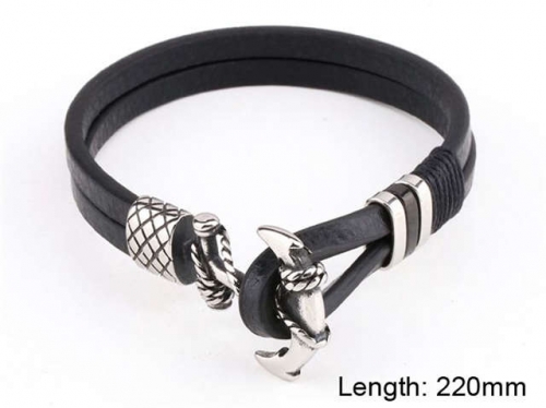 BC Jewelry Wholesale Leather And Stainless Steel Bracelet NO.#SJ101B128
