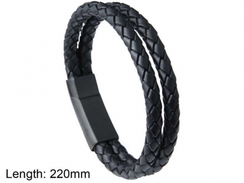 BC Jewelry Wholesale Leather And Stainless Steel Bracelet NO.#SJ101B080