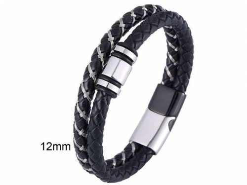 BC Jewelry Wholesale Leather And Stainless Steel Bracelet Jewelry NO.#SJ13B0578