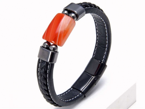 BC Jewelry Wholesale Leather And Stainless Steel Bracelet Long About 210mm NO.#SJ112B585