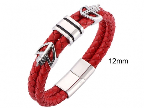 BC Jewelry Wholesale Leather And Stainless Steel Bracelet Jewelry NO.#SJ13B1141