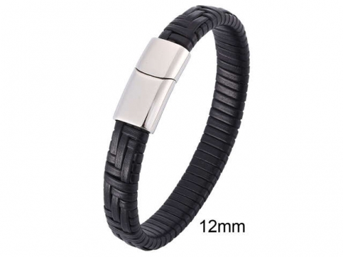 BC Jewelry Wholesale Leather And Stainless Steel Bracelet Jewelry NO.#SJ13B0982