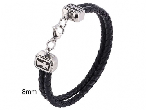 BC Jewelry Wholesale Leather And Stainless Steel Bracelet Jewelry NO.#SJ13B0737