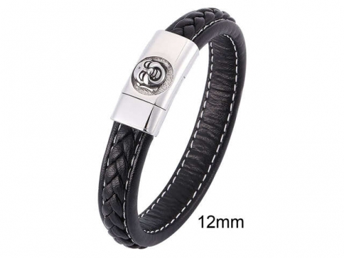 BC Jewelry Wholesale Leather And Stainless Steel Bracelet Jewelry NO.#SJ13B1015