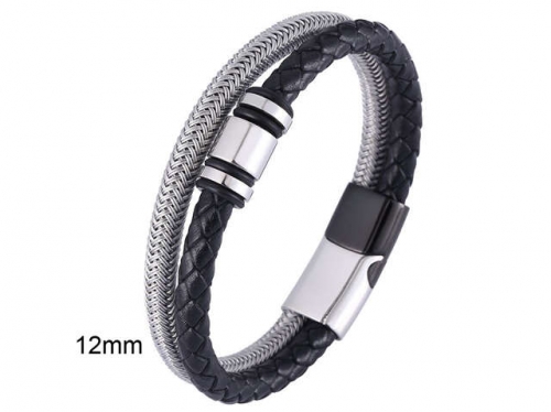 BC Jewelry Wholesale Leather And Stainless Steel Bracelet Jewelry NO.#SJ13B0608