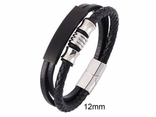 BC Jewelry Wholesale Leather And Stainless Steel Bracelet Jewelry NO.#SJ13B0910