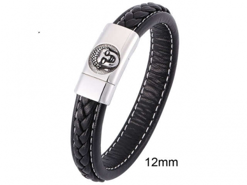 BC Jewelry Wholesale Leather And Stainless Steel Bracelet Jewelry NO.#SJ13B1014