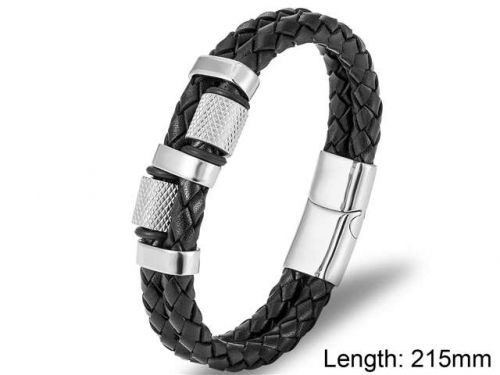 BC Jewelry Wholesale Leather And Stainless Steel Bracelet Jewelry NO.#SJ104B018