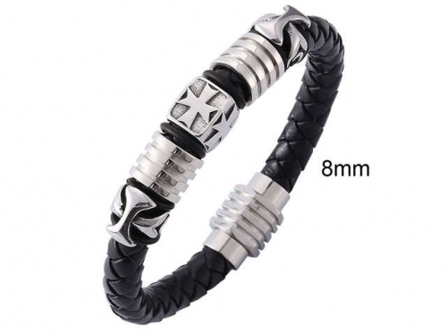 BC Jewelry Wholesale Leather And Stainless Steel Bracelet Jewelry NO.#SJ13B0942