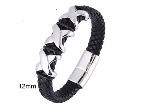 BC Jewelry Wholesale Leather And Stainless Steel Bracelet Jewelry NO.#SJ13B0550