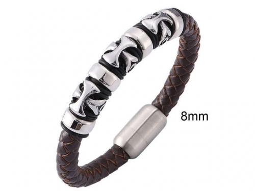 BC Jewelry Wholesale Leather And Stainless Steel Bracelet Jewelry NO.#SJ13B1114