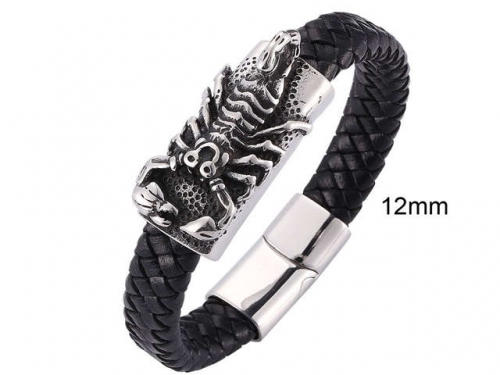 BC Jewelry Wholesale Leather And Stainless Steel Bracelet Jewelry NO.#SJ13B0937