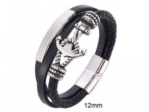 BC Jewelry Wholesale Leather And Stainless Steel Bracelet Jewelry NO.#SJ13B0658