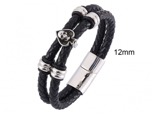 BC Jewelry Wholesale Leather And Stainless Steel Bracelet Jewelry NO.#SJ13B1023