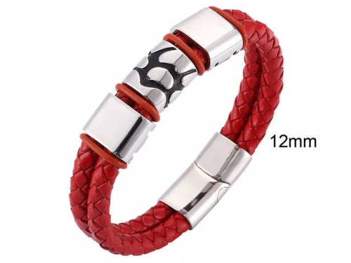 BC Jewelry Wholesale Leather And Stainless Steel Bracelet Jewelry NO.#SJ13B1140