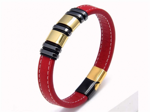 BC Jewelry Wholesale Leather And Stainless Steel Bracelet Long About 210mm NO.#SJ112B566