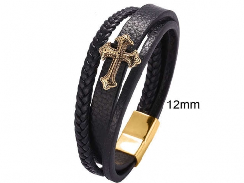 BC Jewelry Wholesale Leather And Stainless Steel Bracelet Jewelry NO.#SJ13B0847