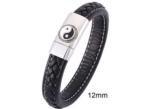 BC Jewelry Wholesale Leather And Stainless Steel Bracelet Jewelry NO.#SJ13B1013