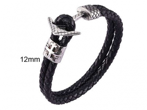 BC Jewelry Wholesale Leather And Stainless Steel Bracelet Jewelry NO.#SJ13B0846
